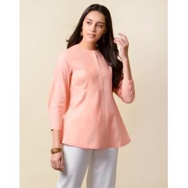 Cotton Mull Pintuck Detail Short Kurta